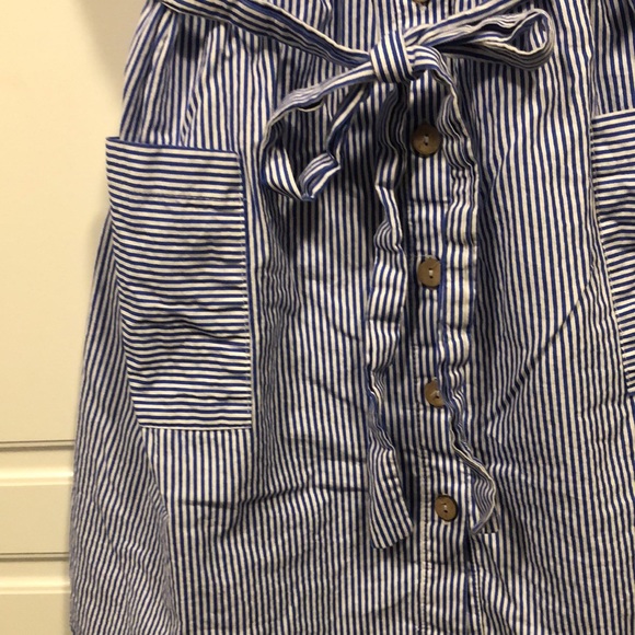 Anthropology Purple Snow dress woman’s medium m blue white pin stripe EUC - Picture 3 of 8